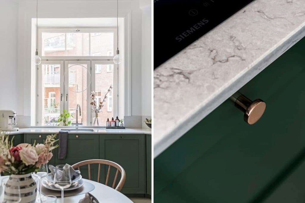 Grönt kök Bianco Drift bänkskiva